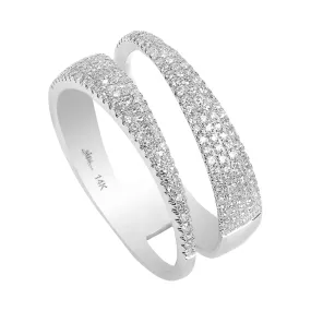 0.45CT Diamond Encrusted Swirl Stacked Ring Set In 14K White Gold