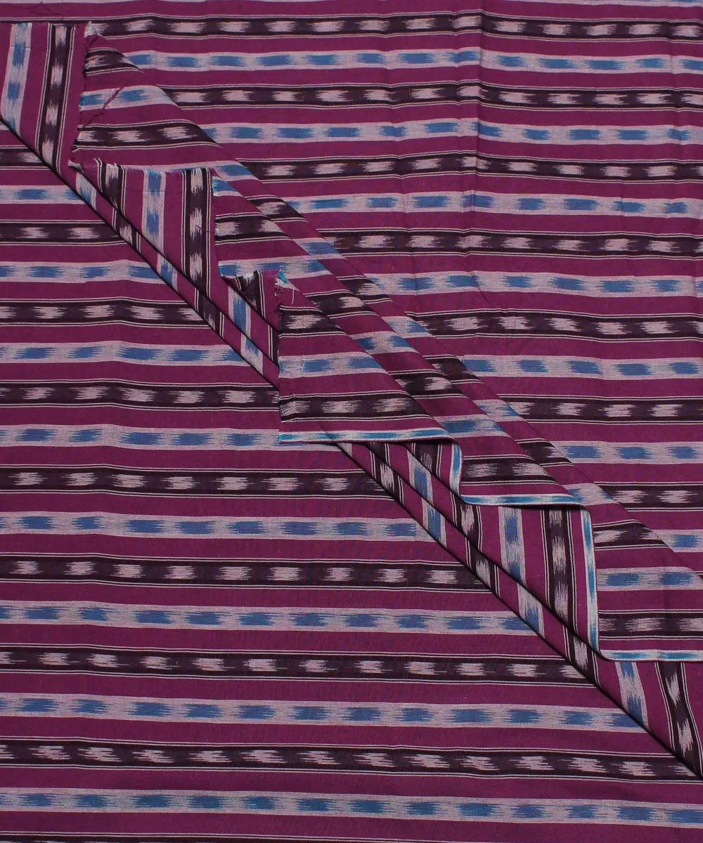 0.48m Purple multi stripes handwoven cotton ikat fabric