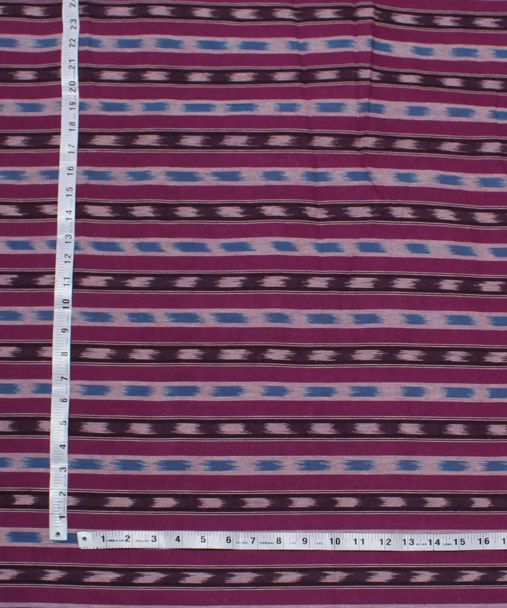 0.48m Purple multi stripes handwoven cotton ikat fabric