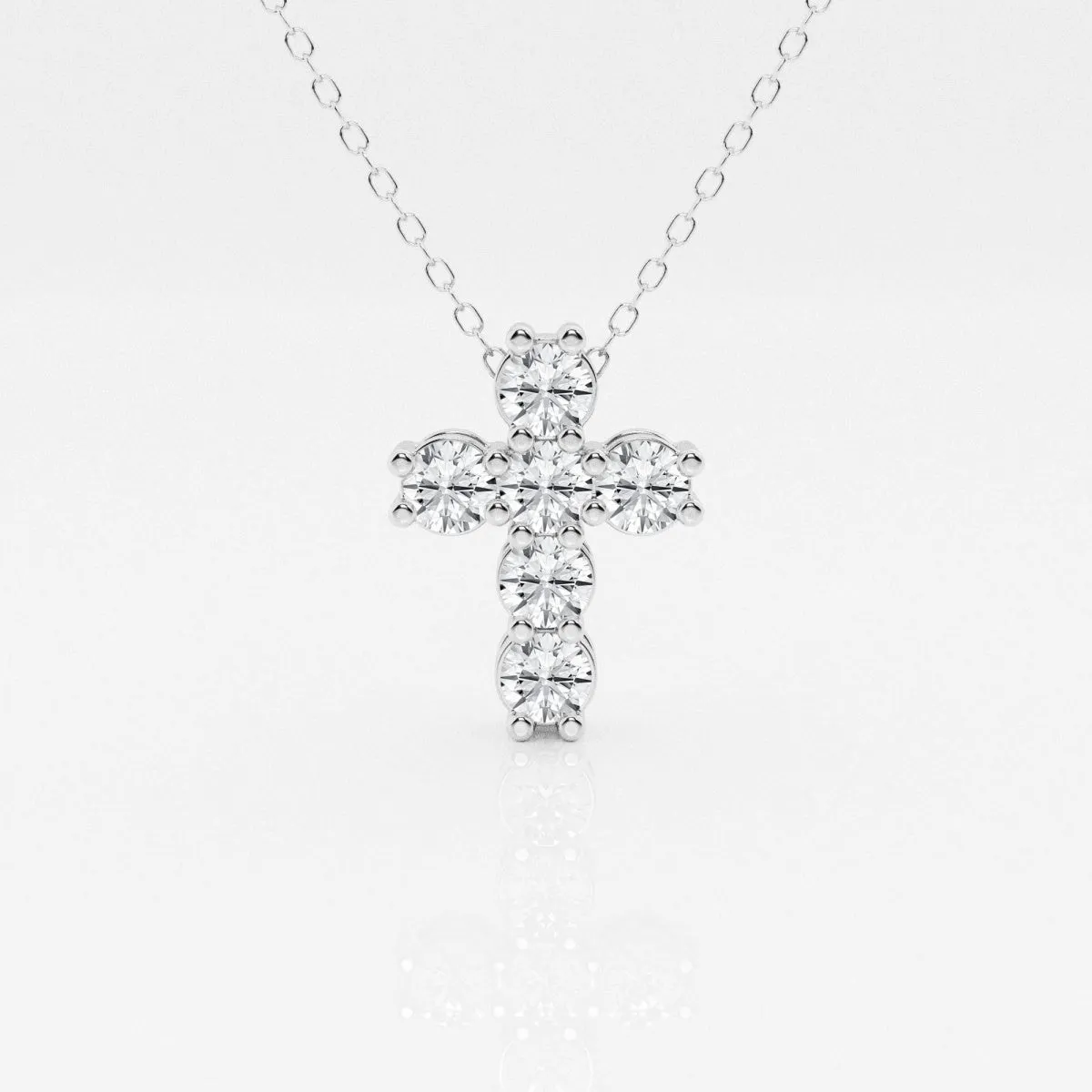 1.01 TCW Round Moissanite Diamond Cross Necklace