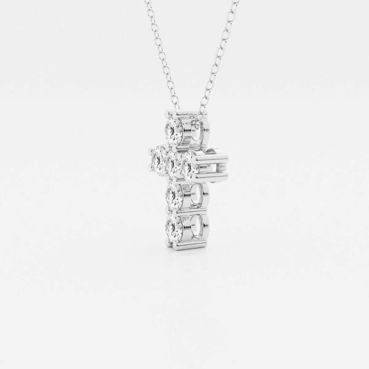 1.01 TCW Round Moissanite Diamond Cross Necklace