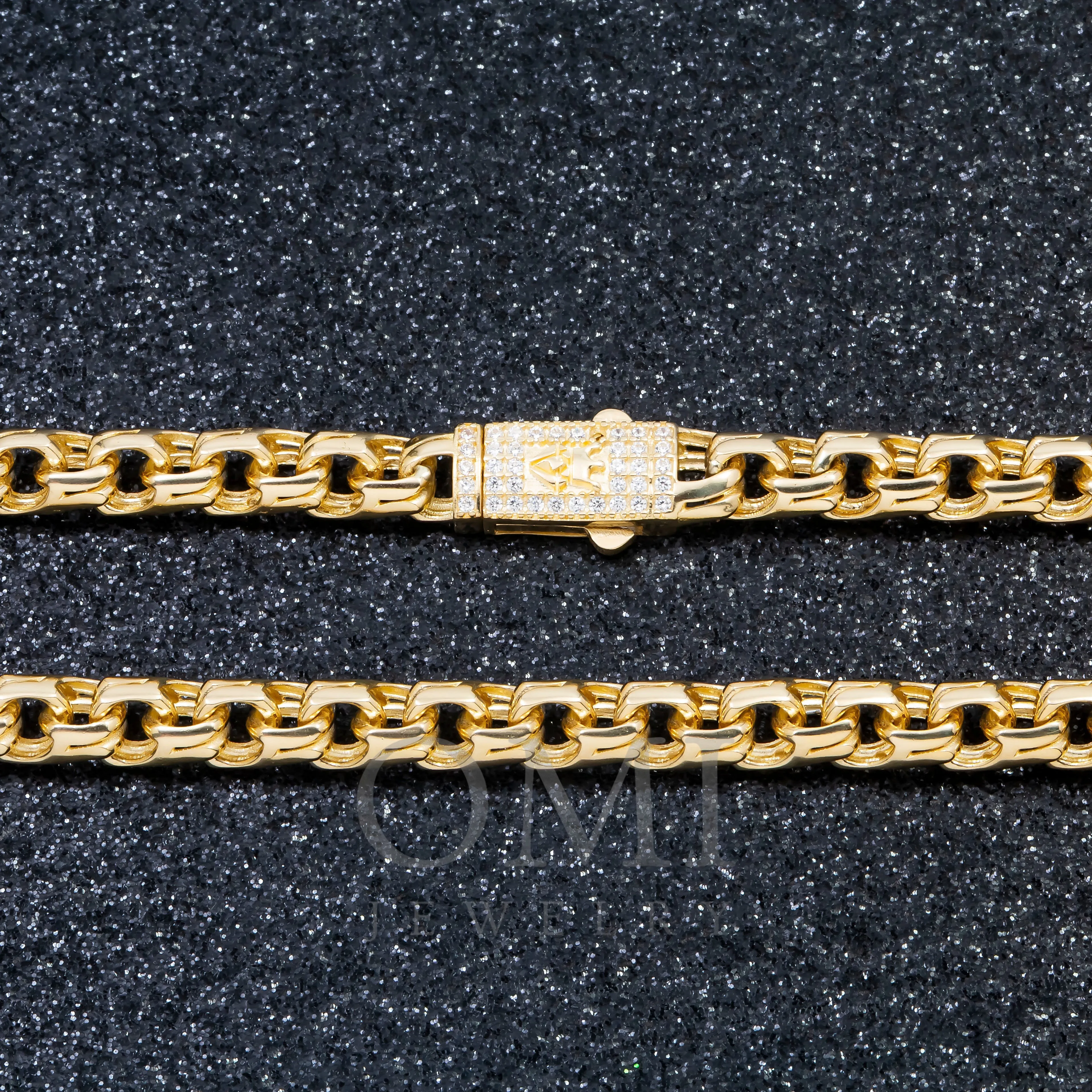 10K GOLD 5.84MM HOLLOW BYZANTINE CHAIN WITH DIAMOND CLASP