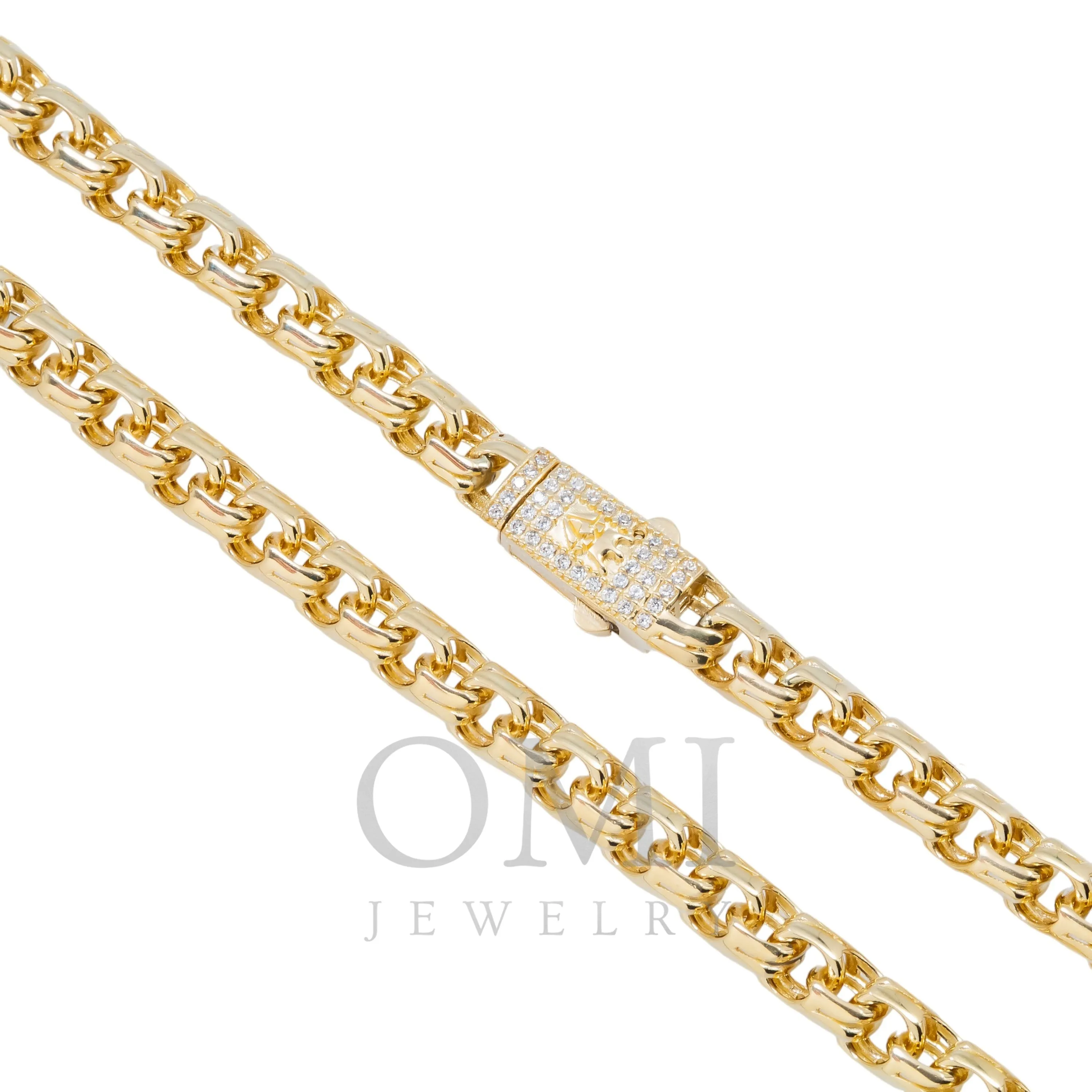 10K GOLD 5.84MM HOLLOW BYZANTINE CHAIN WITH DIAMOND CLASP