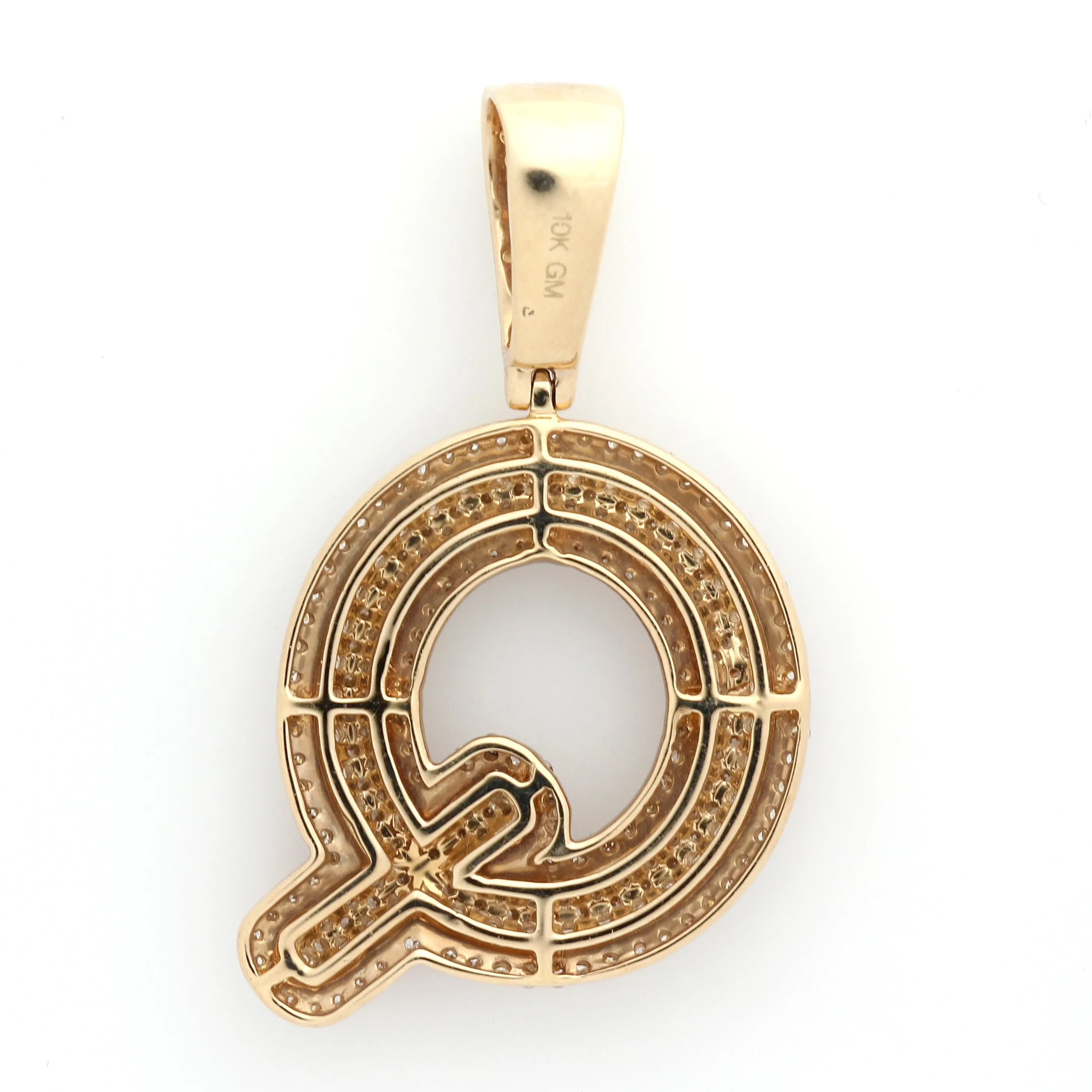 10K Yellow Gold Q Initial Pendant 2 Ctw