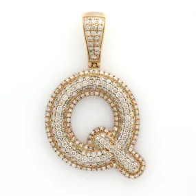 10K Yellow Gold Q Initial Pendant 2 Ctw