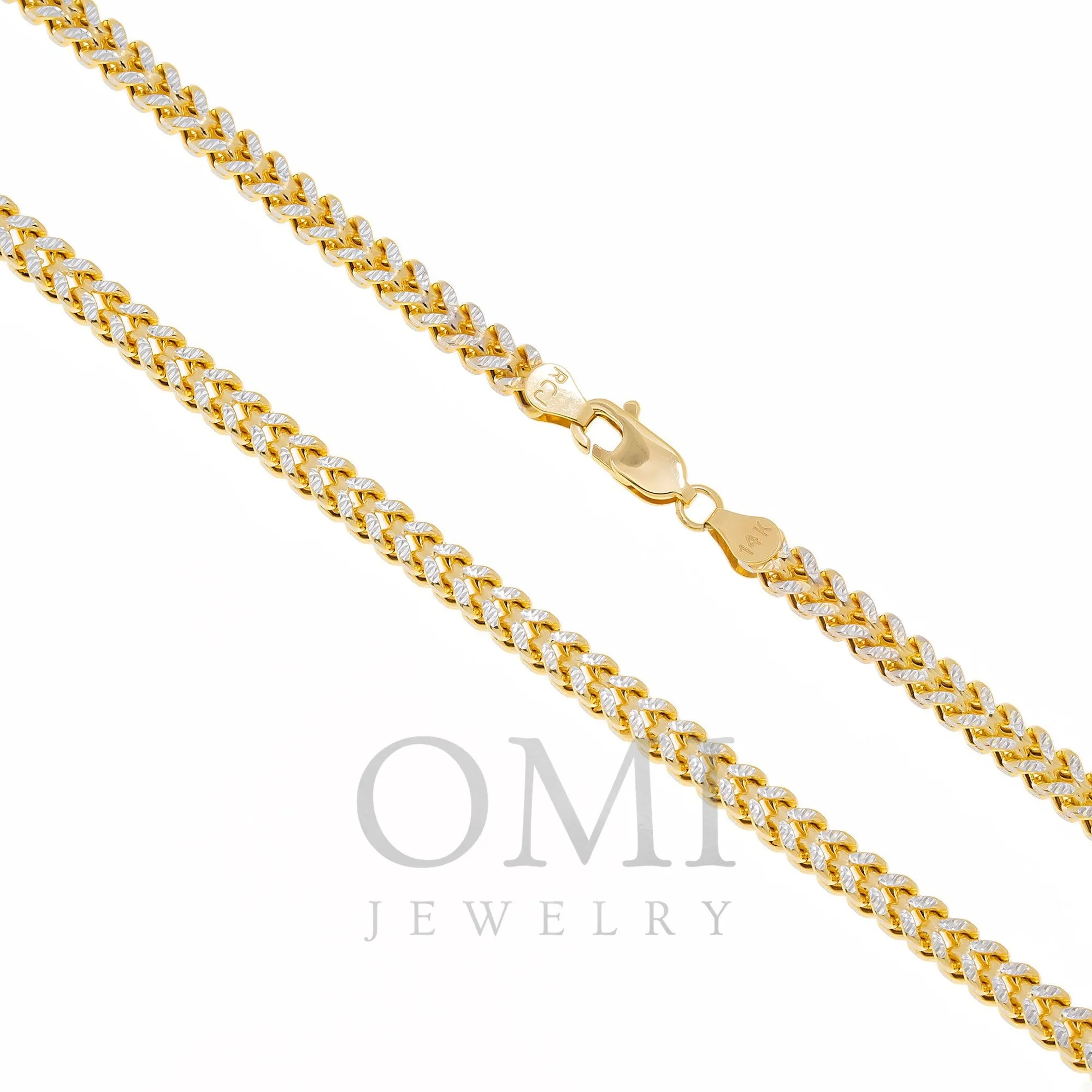 14K GOLD DIAMOND CUT 4MM FRANCO CHAIN