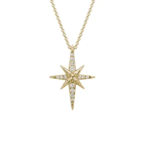 14k Gold Diamond Star Pendant Necklace