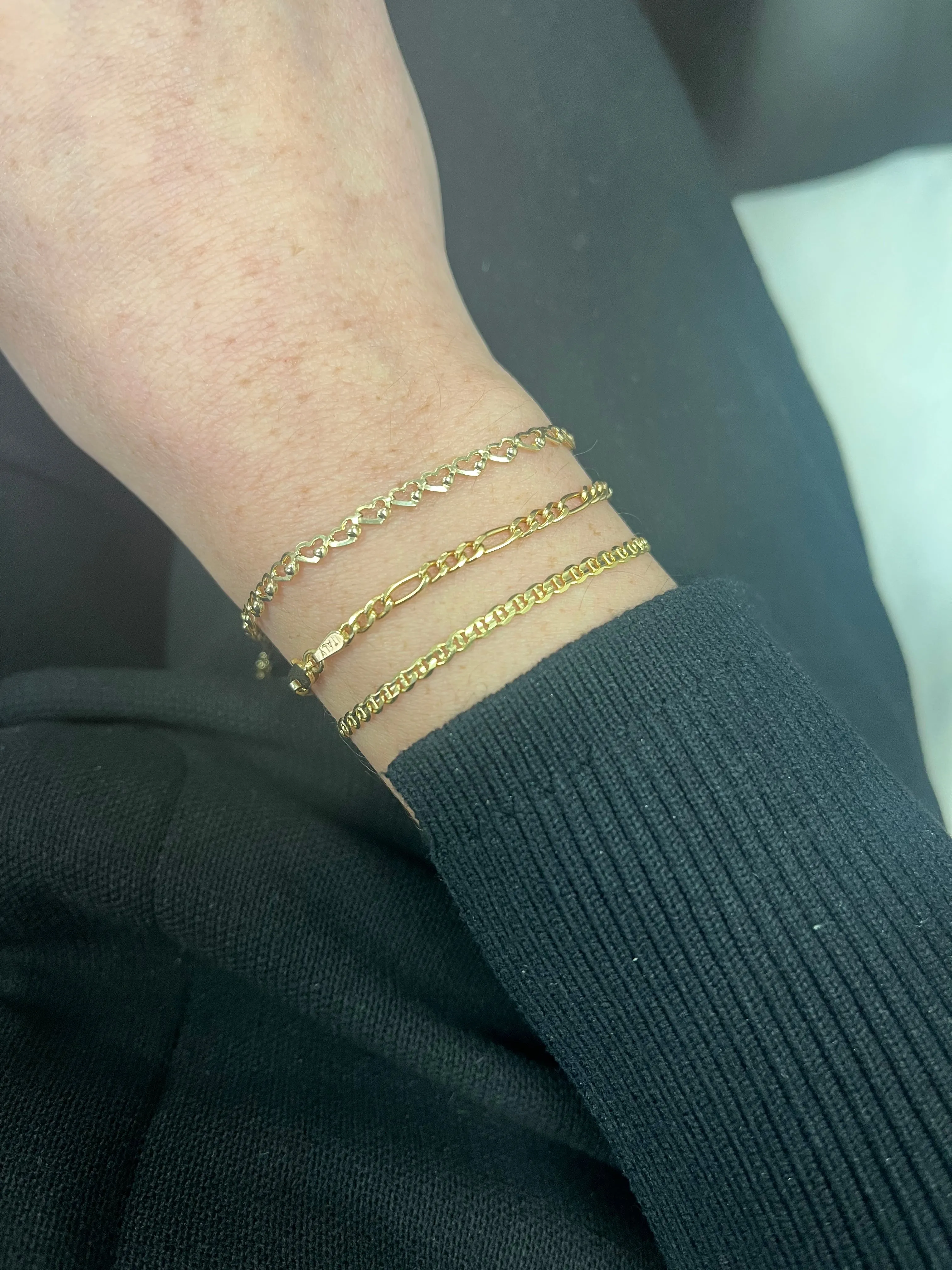 14K Gold Heart Link Bracelet