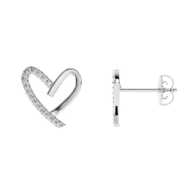 14k White Gold 0.25ct ttw Diamond Heart Earrings