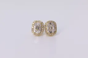 14K Yellow Gold Baguette Earrings .75Ctw