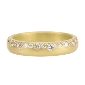 18K Gold Half Rounded Band with Brilliant Diamonds