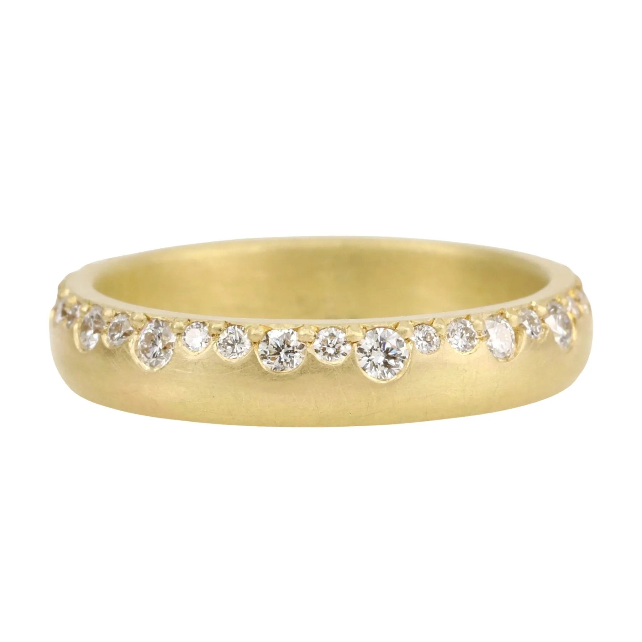 18K Gold Half Rounded Band with Brilliant Diamonds