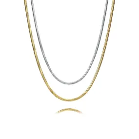 18K Gold Plated No-tarnish Medical Grade Titanium Collarbone Snake Multi Layer Chain Necklace