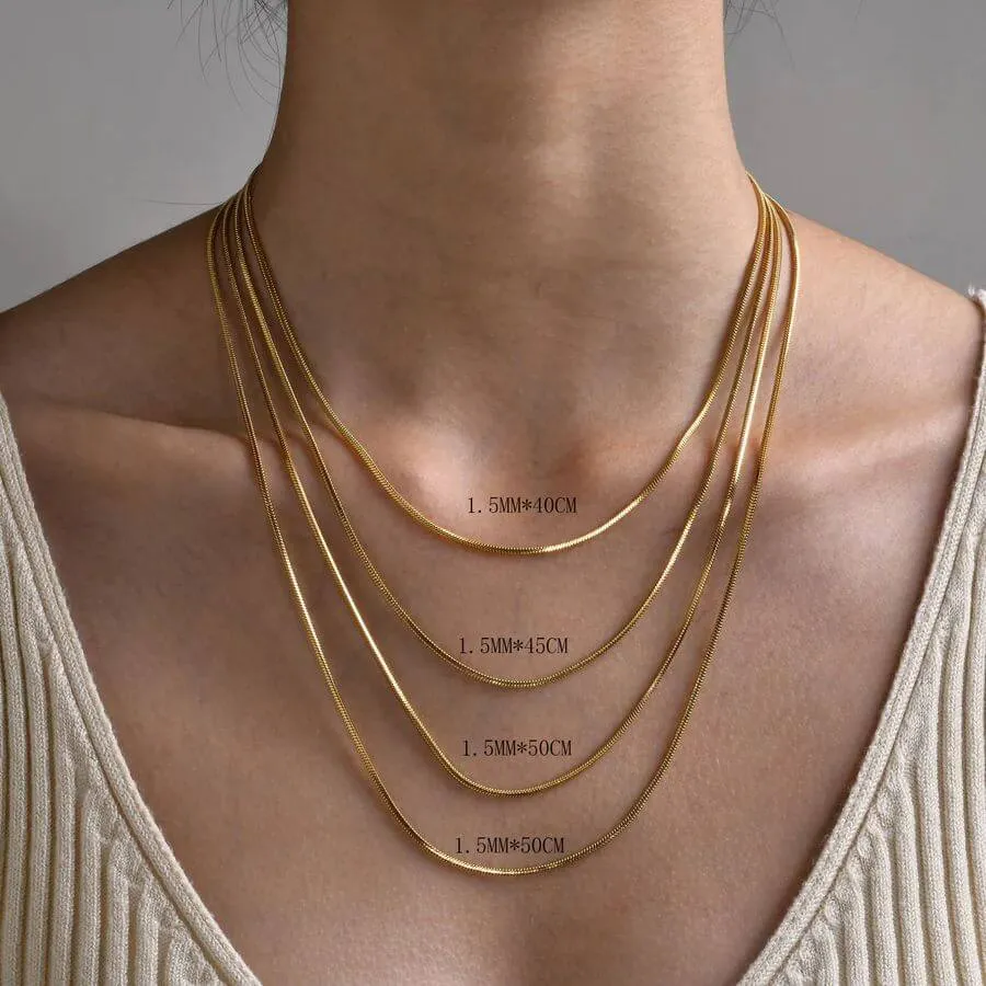 18K Gold Plated No-tarnish Medical Grade Titanium Collarbone Snake Multi Layer Chain Necklace