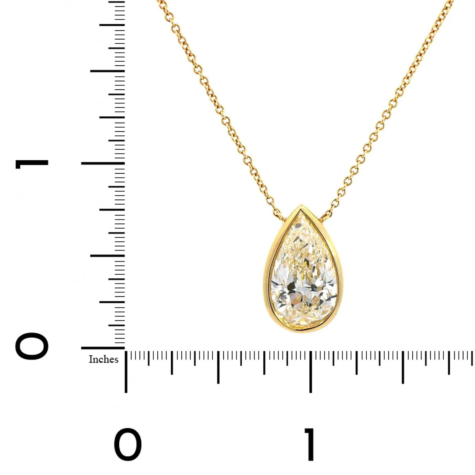 18K Yellow Gold Diamond Teardrop Pendant Necklace