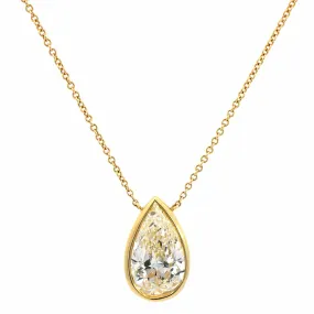 18K Yellow Gold Diamond Teardrop Pendant Necklace