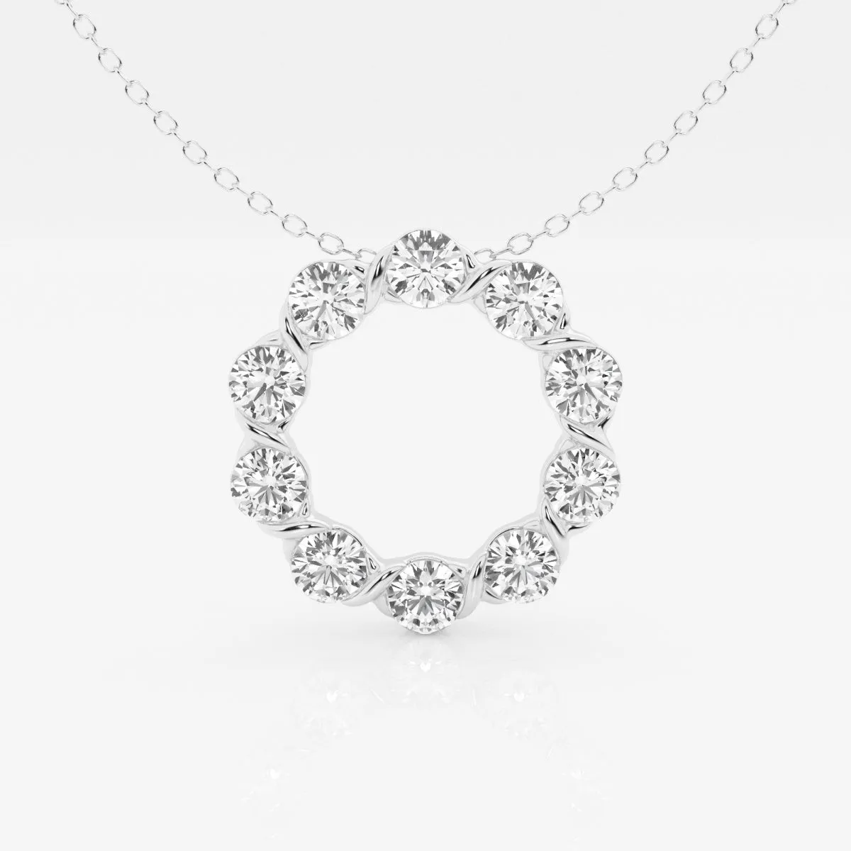 2.0 TCW Round Moissanite Diamond Circle Pendant Necklace