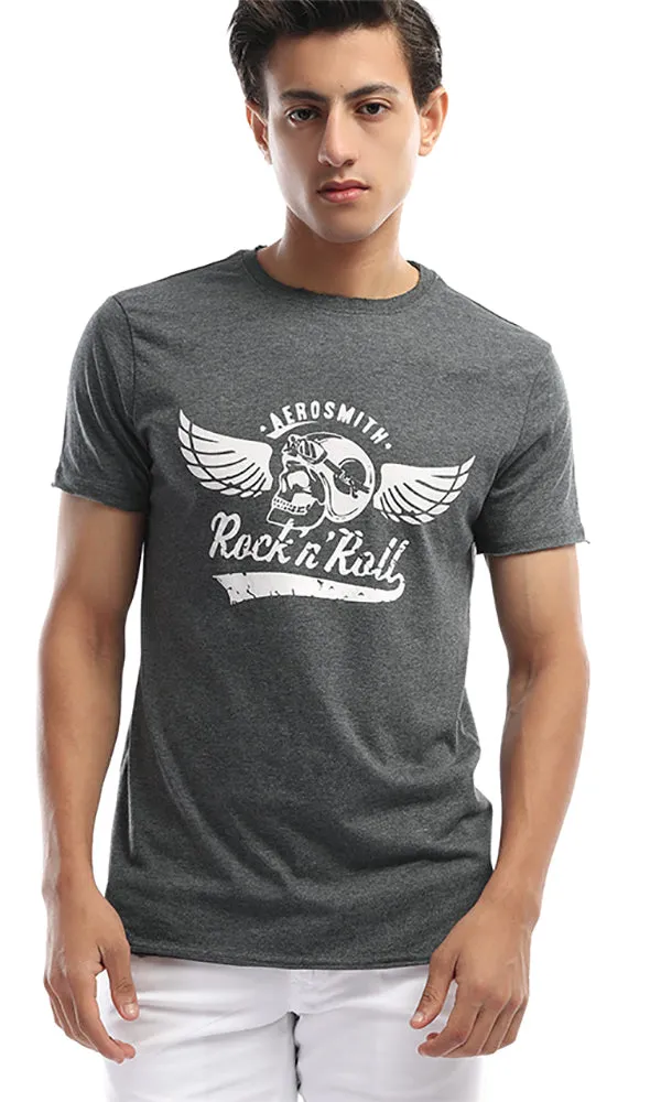 47853 Rock & Roll Print Men's Dark Grey Tee