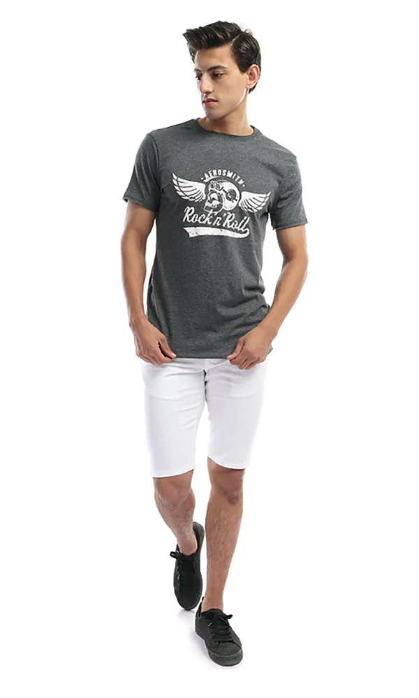 47853 Rock & Roll Print Men's Dark Grey Tee