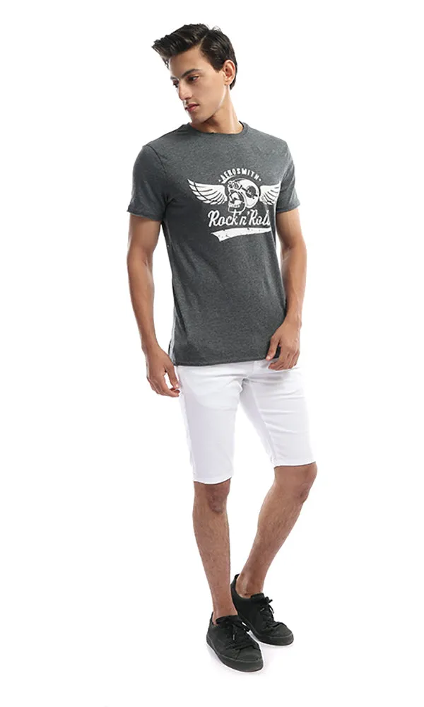 47853 Rock & Roll Print Men's Dark Grey Tee