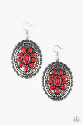 Absolutely Apothecary Red and Silver Earrings - Paparazzi Accessories