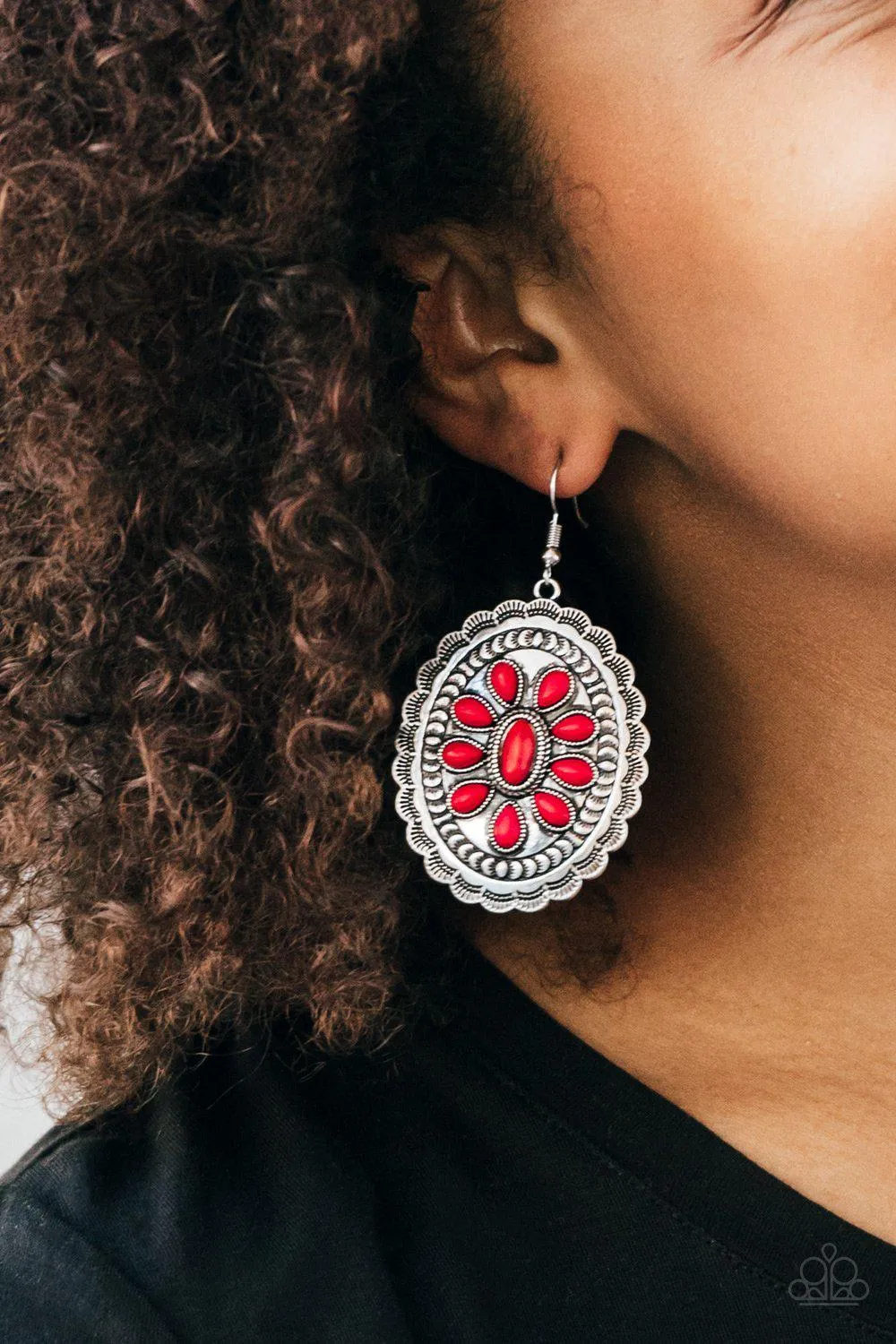 Absolutely Apothecary Red and Silver Earrings - Paparazzi Accessories