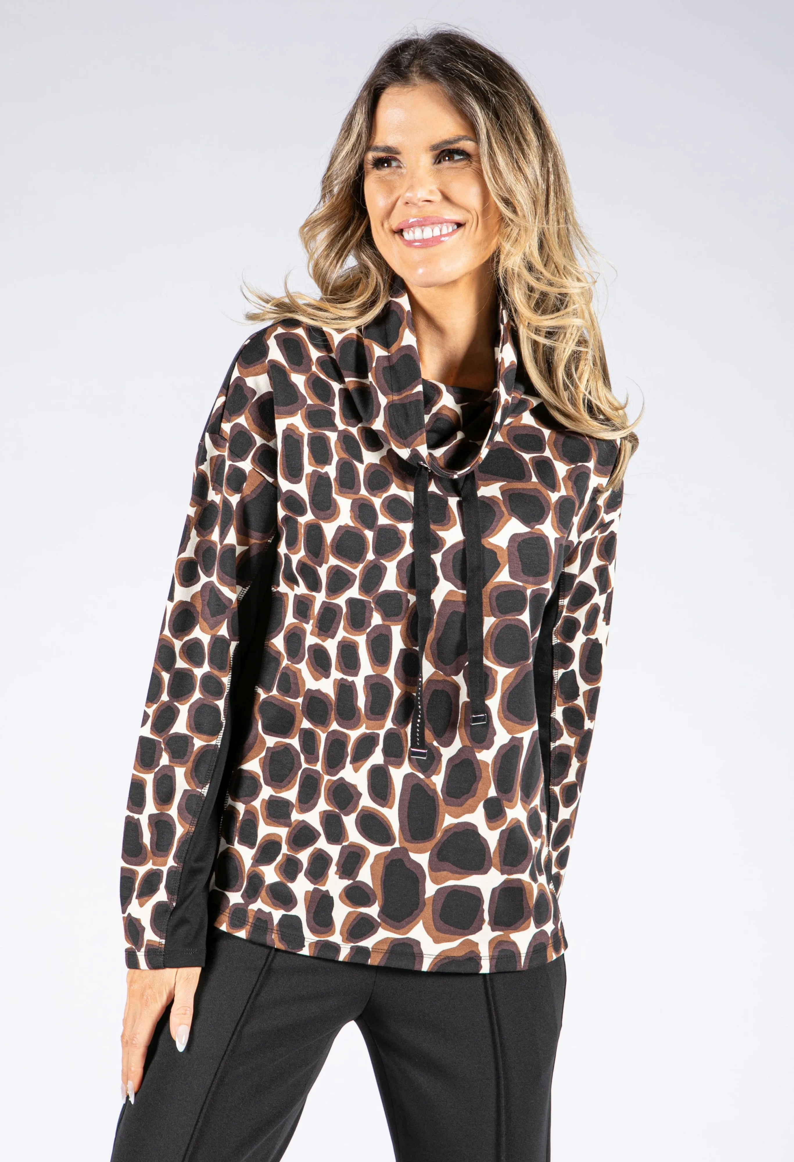 Animal Print Roll Neck Pullover