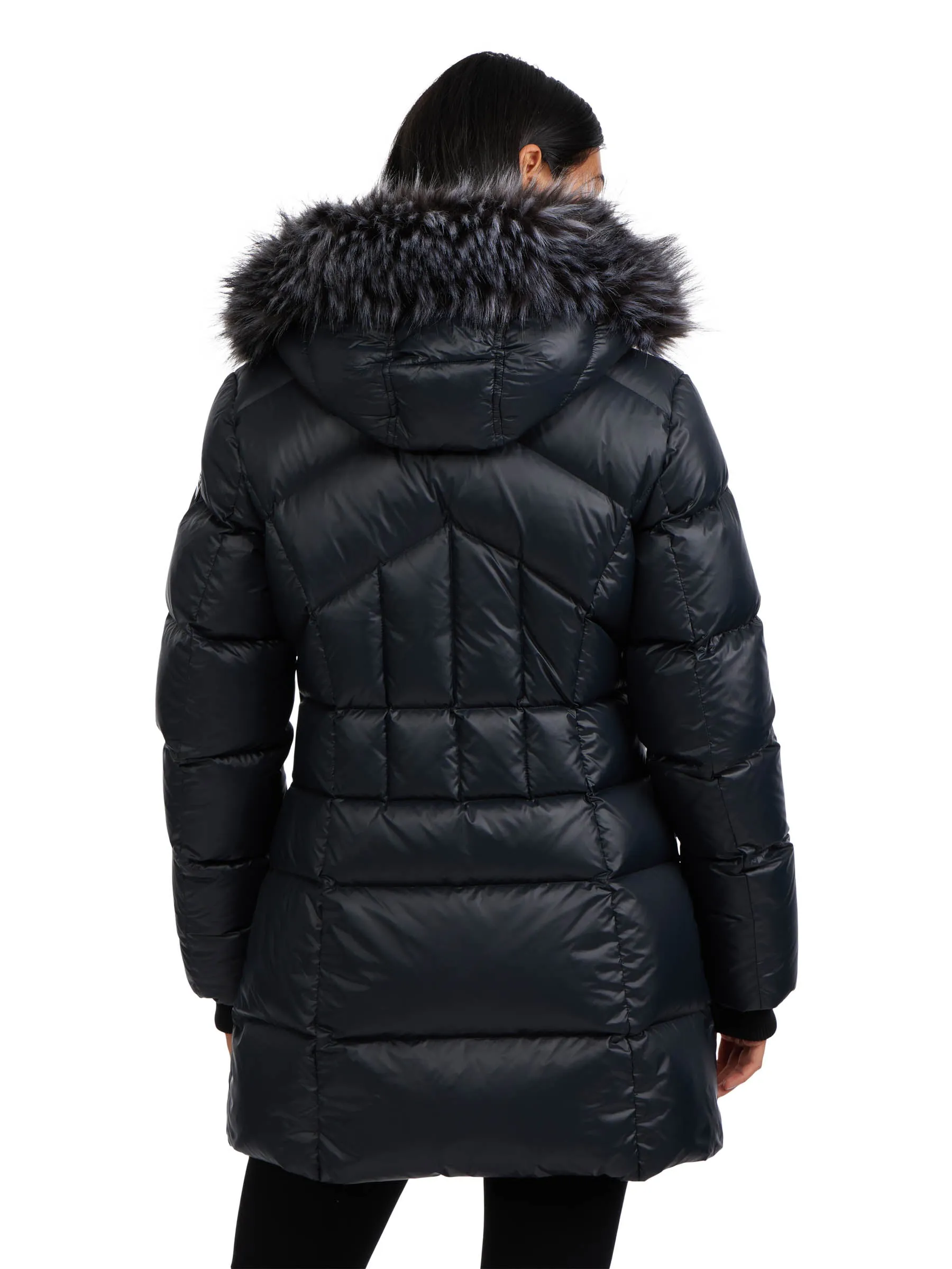 Ares Women's Puffer Jacket w/Faux Fur Trim