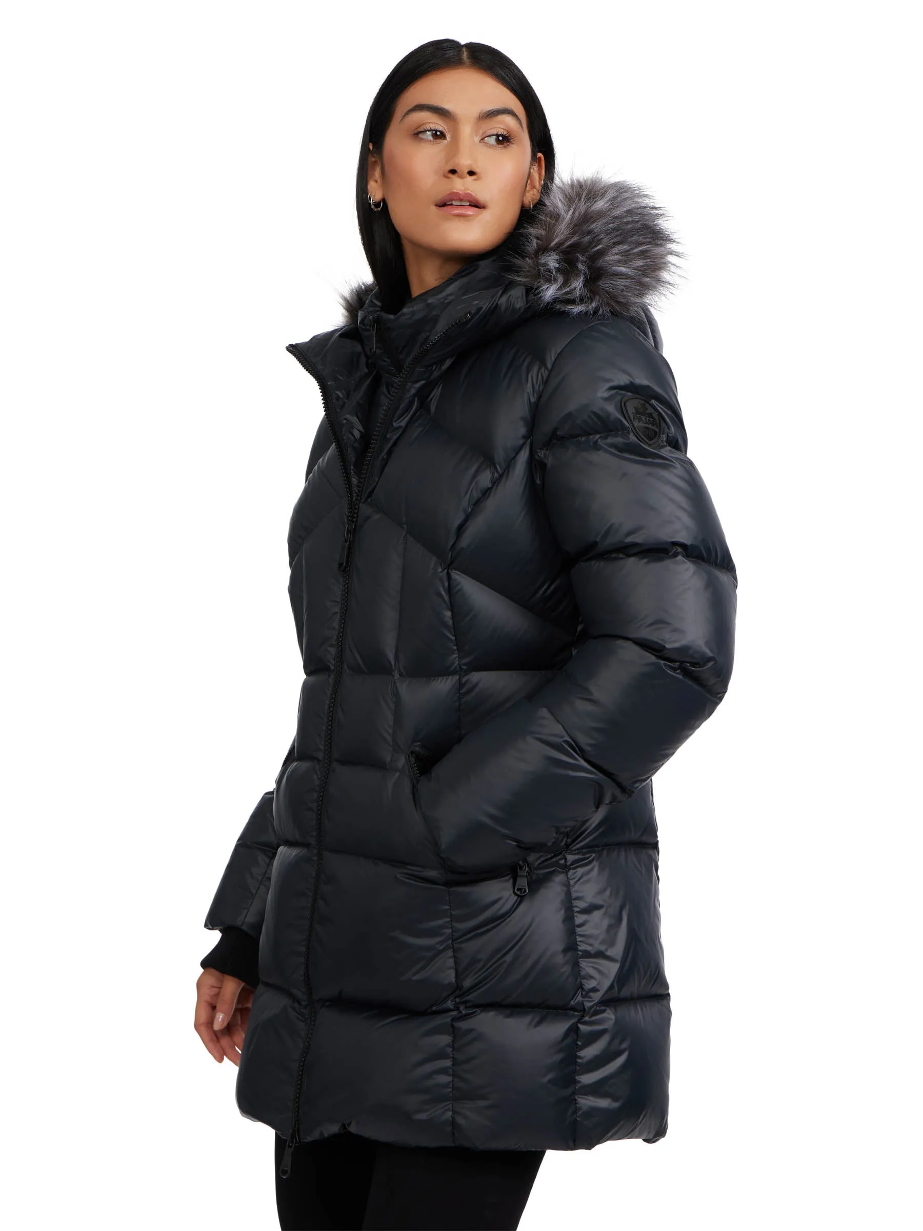 Ares Women's Puffer Jacket w/Faux Fur Trim