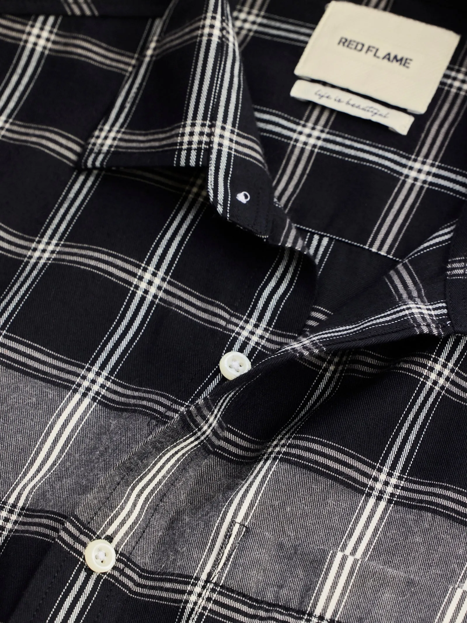 Black Pure Cotton Checked Shirt