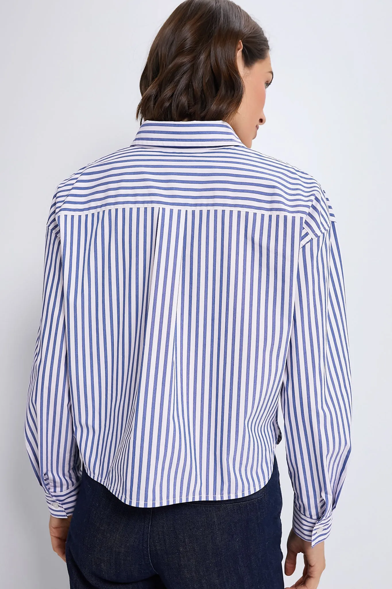 Blue Stripe Cropped Jasper Button Down