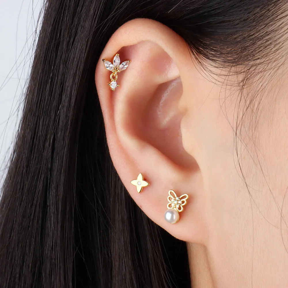 Butterfly Pearl Stud