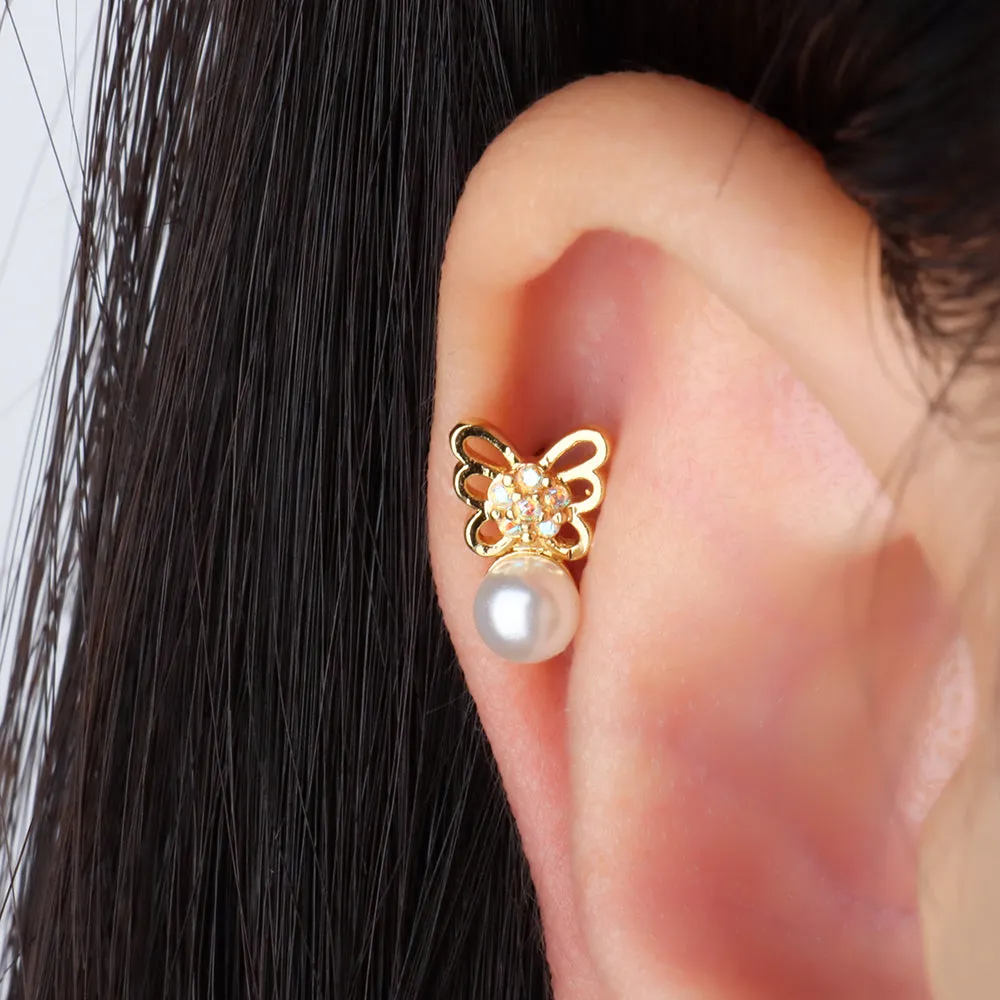 Butterfly Pearl Stud