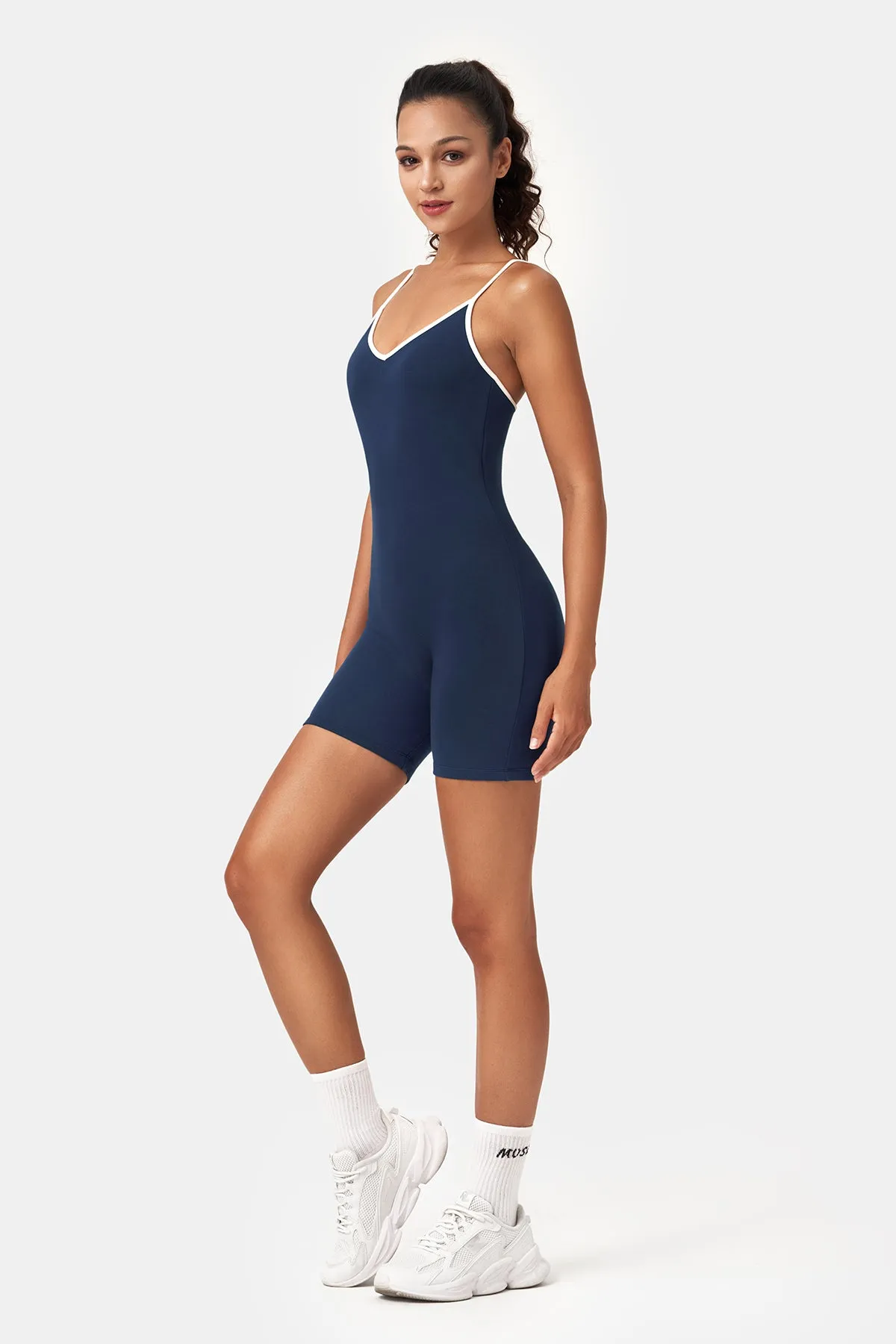 Classic Contrast Halter Short Romper