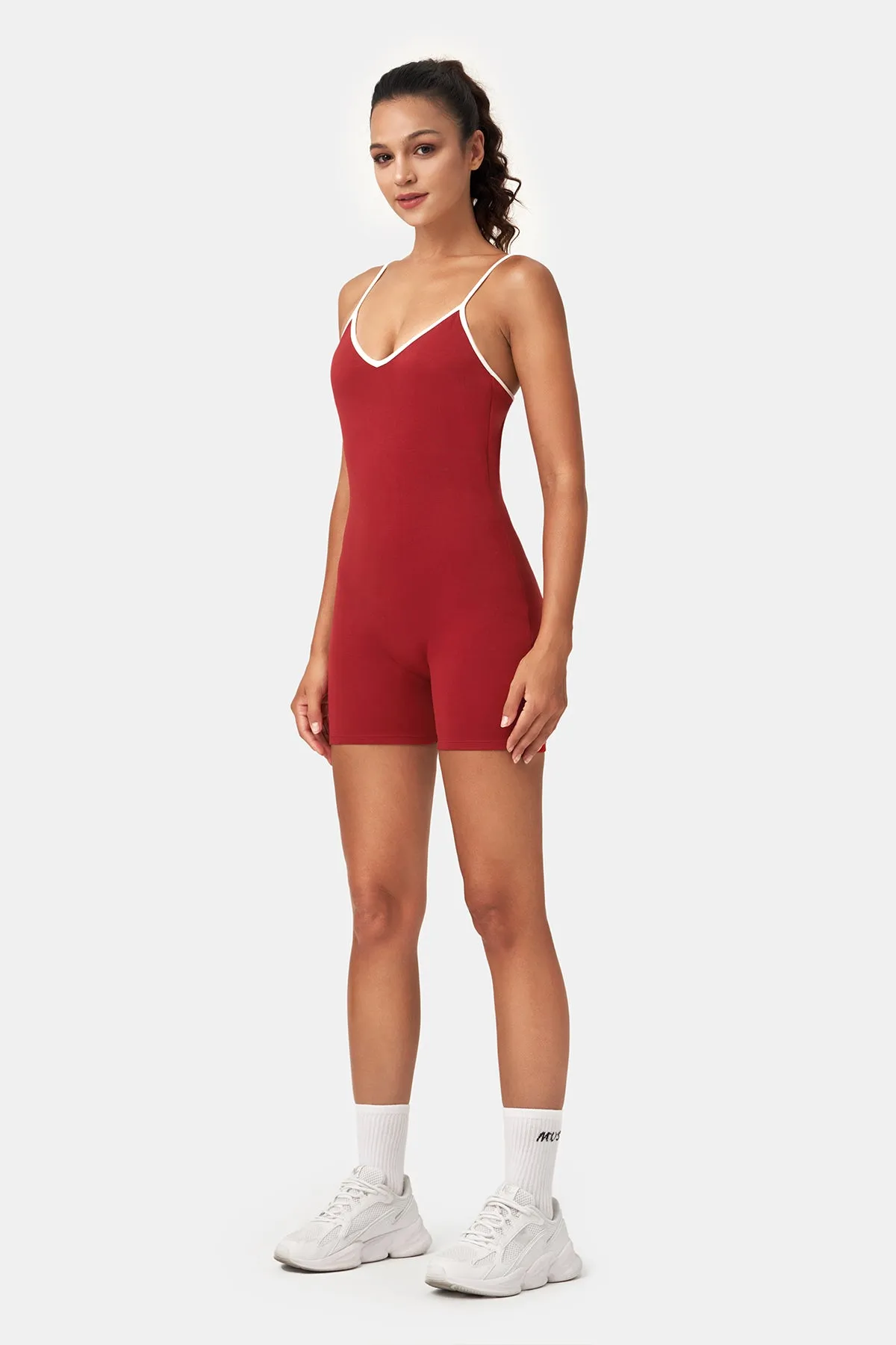 Classic Contrast Halter Short Romper