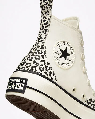 Converse Chuck Taylor All Star Platform HI Animal Mix A03874C beige women's sneakers shoe 