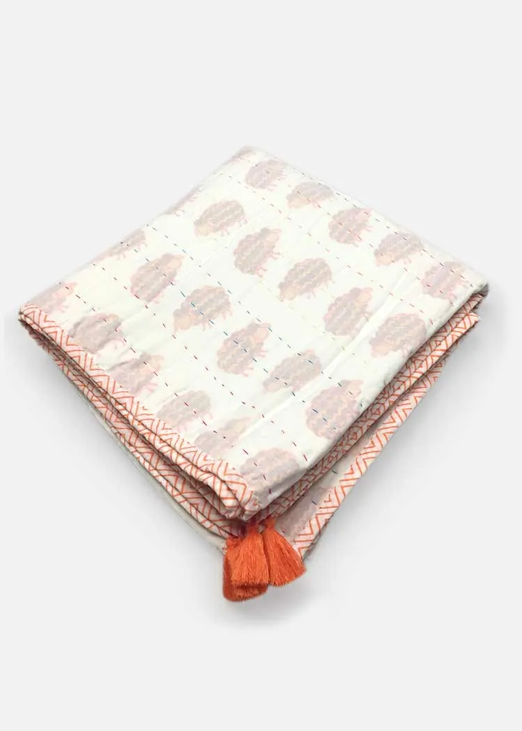 Cotton Throw Sheep Kantha Gudri