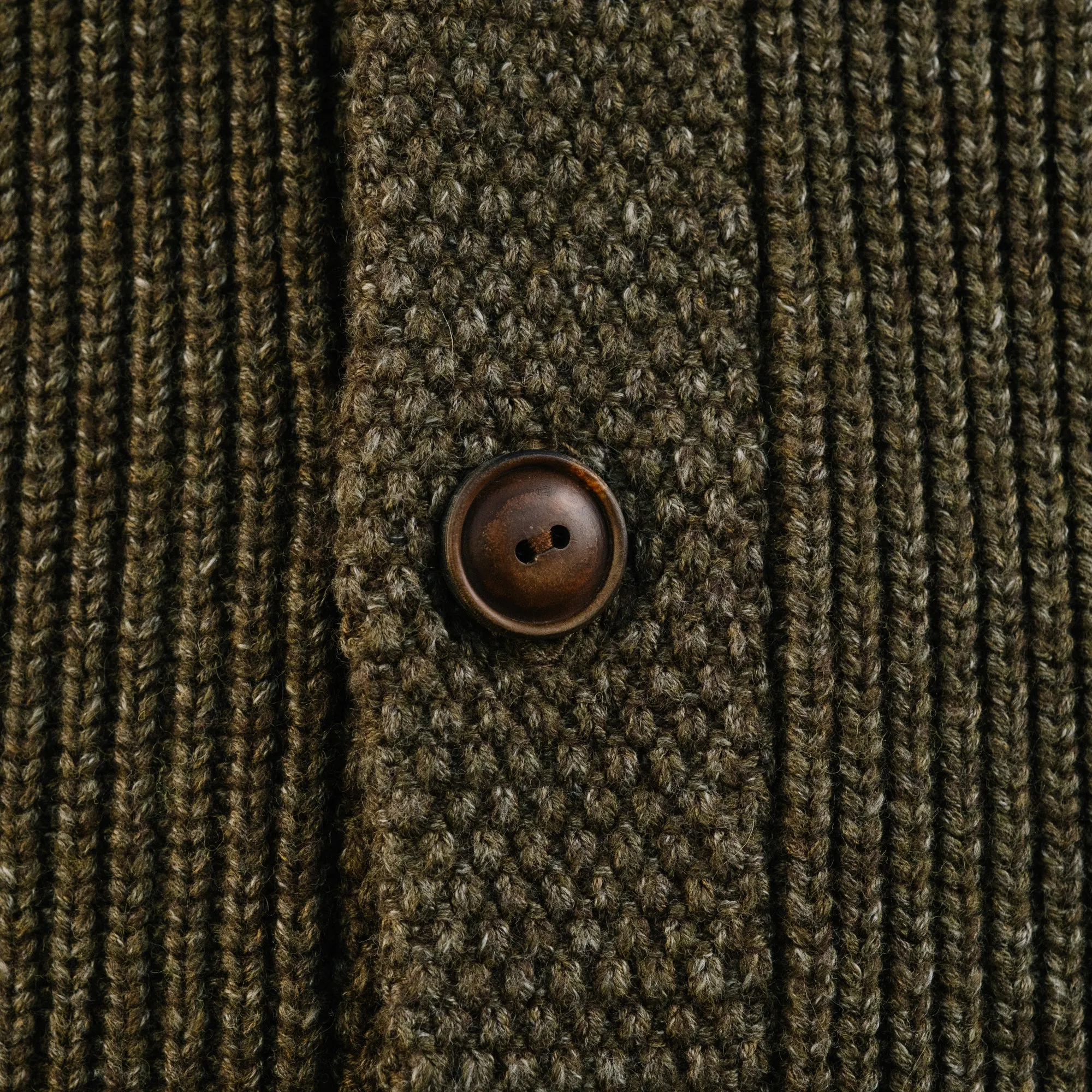 Cotton-Wool Shawl-Collar Cardigan Olive Heather