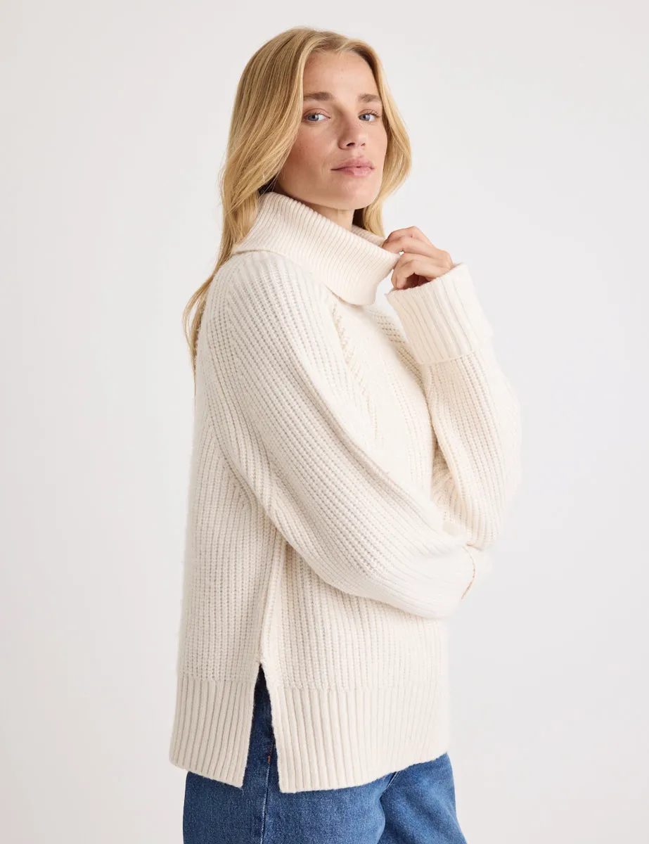 Cream Ribbed Chunky Knitted Jumper