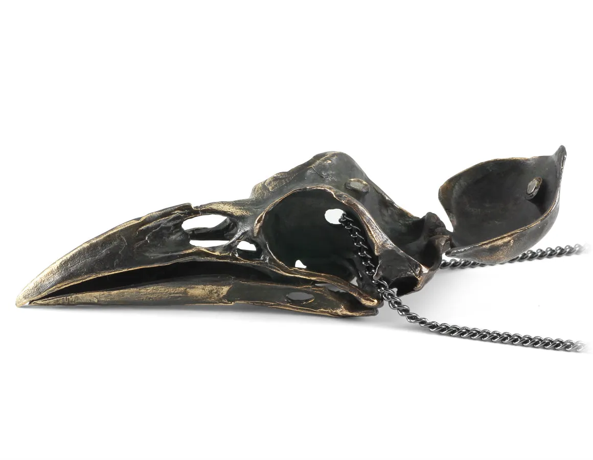 Crow Skull Locket - Bronze