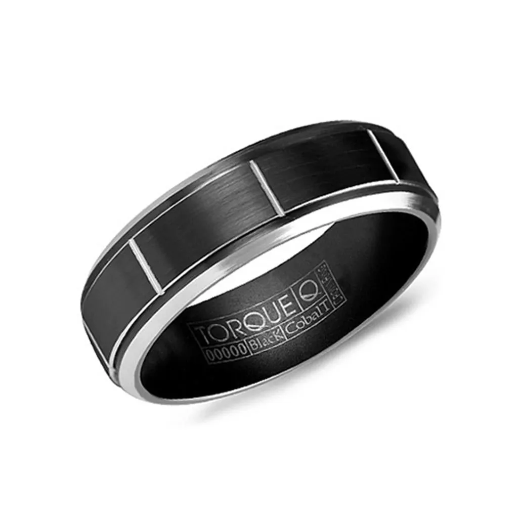 Crown Ring Black Cobalt 7mm Wide Comfort Fit Wedding Band