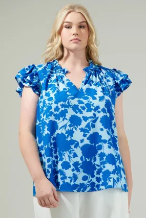 Curvy Blue Floral Top