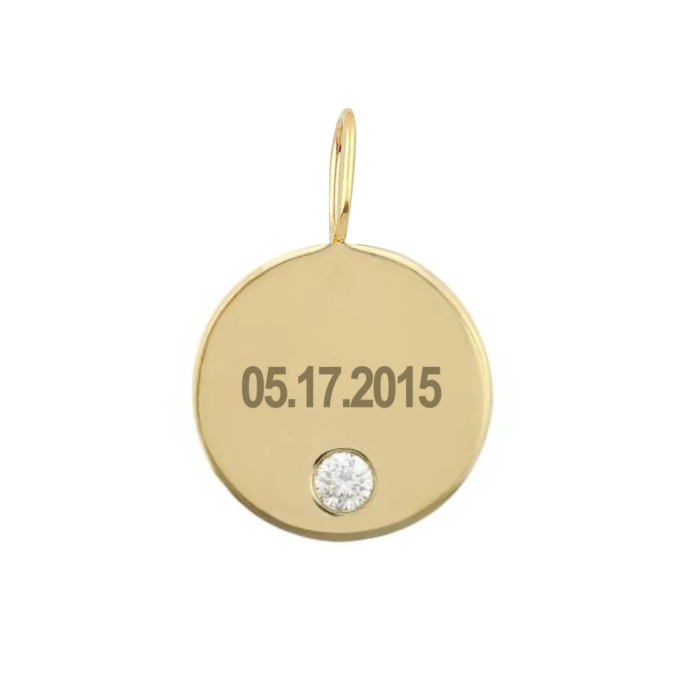 Custom Gold Disc Charm with Tiny Diamond