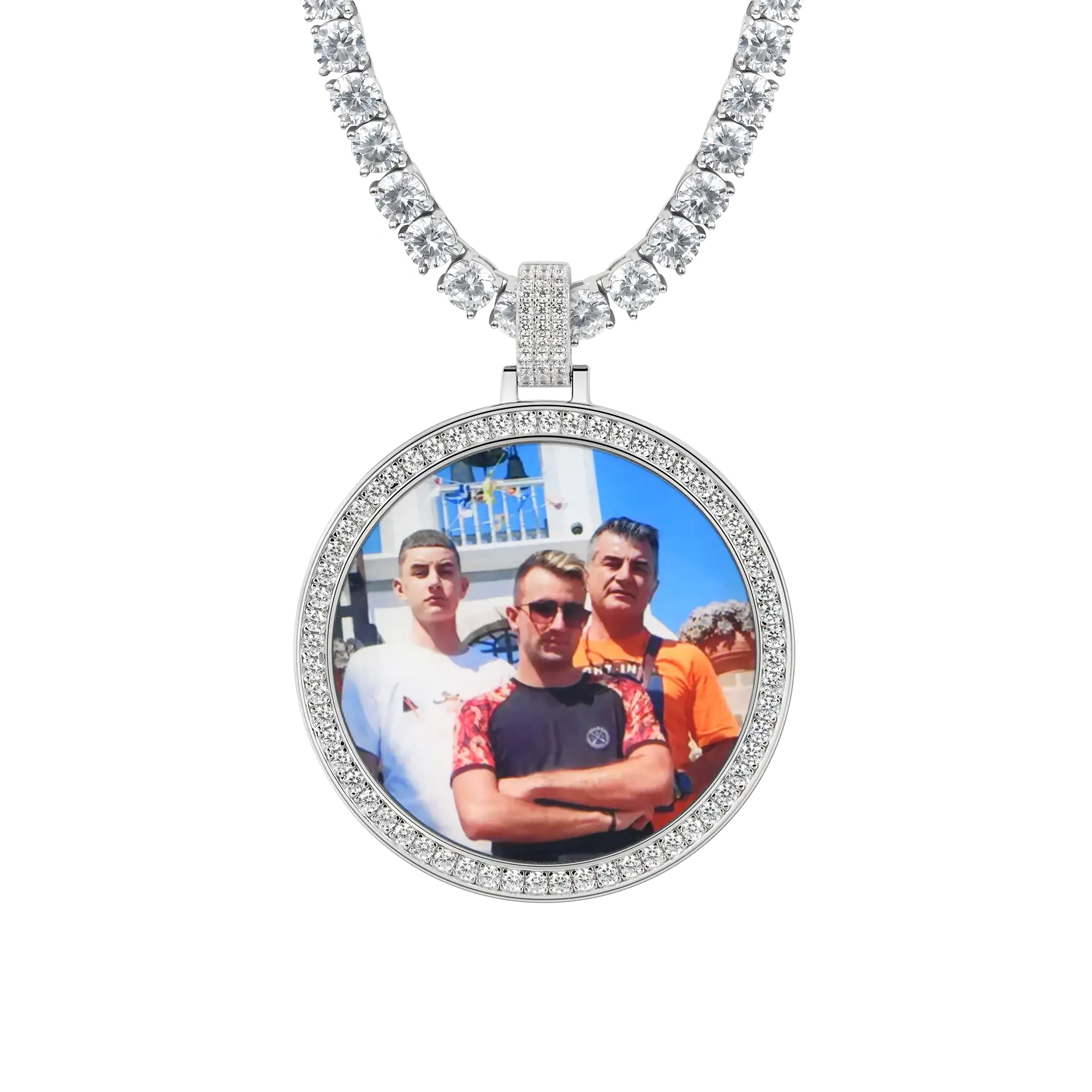 Custom Moissanite 46MM Photo Necklace Pendant