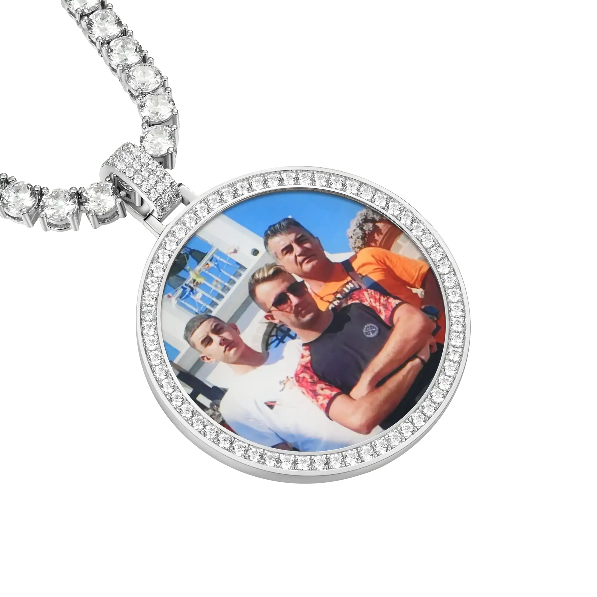 Custom Moissanite 46MM Photo Necklace Pendant