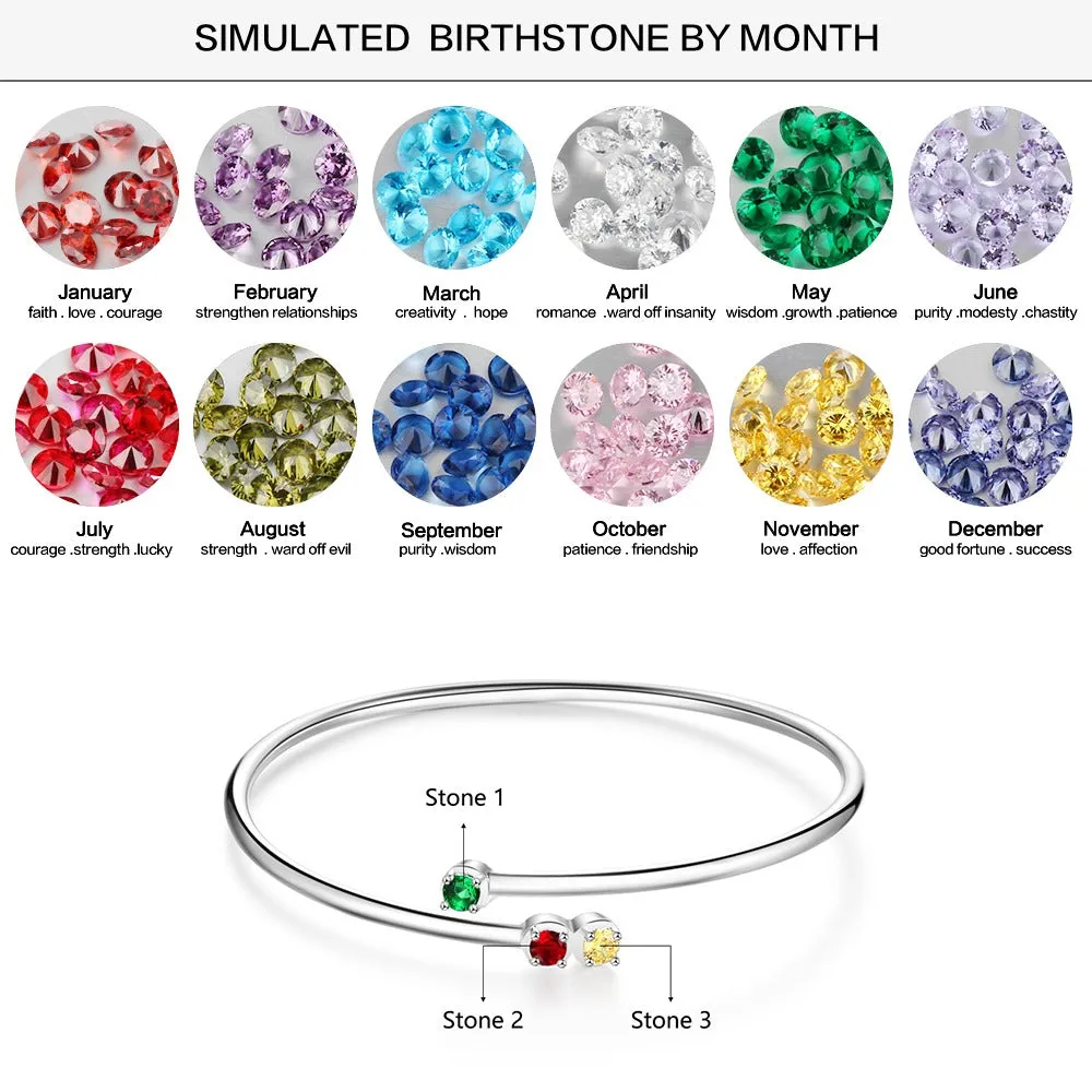 Customized 3 Birthstones Bracelets For Women