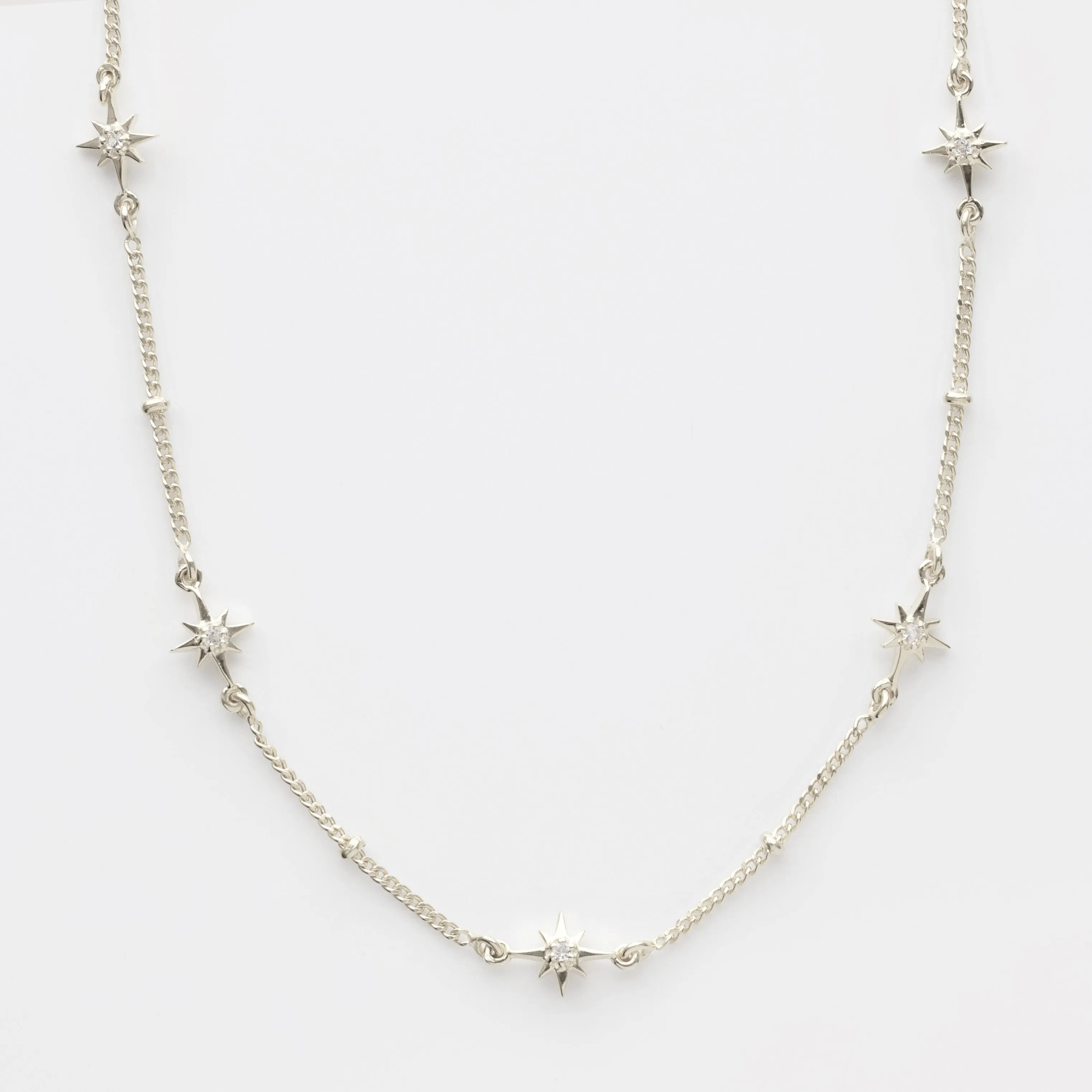 Dainty Star Chain in White Topaz