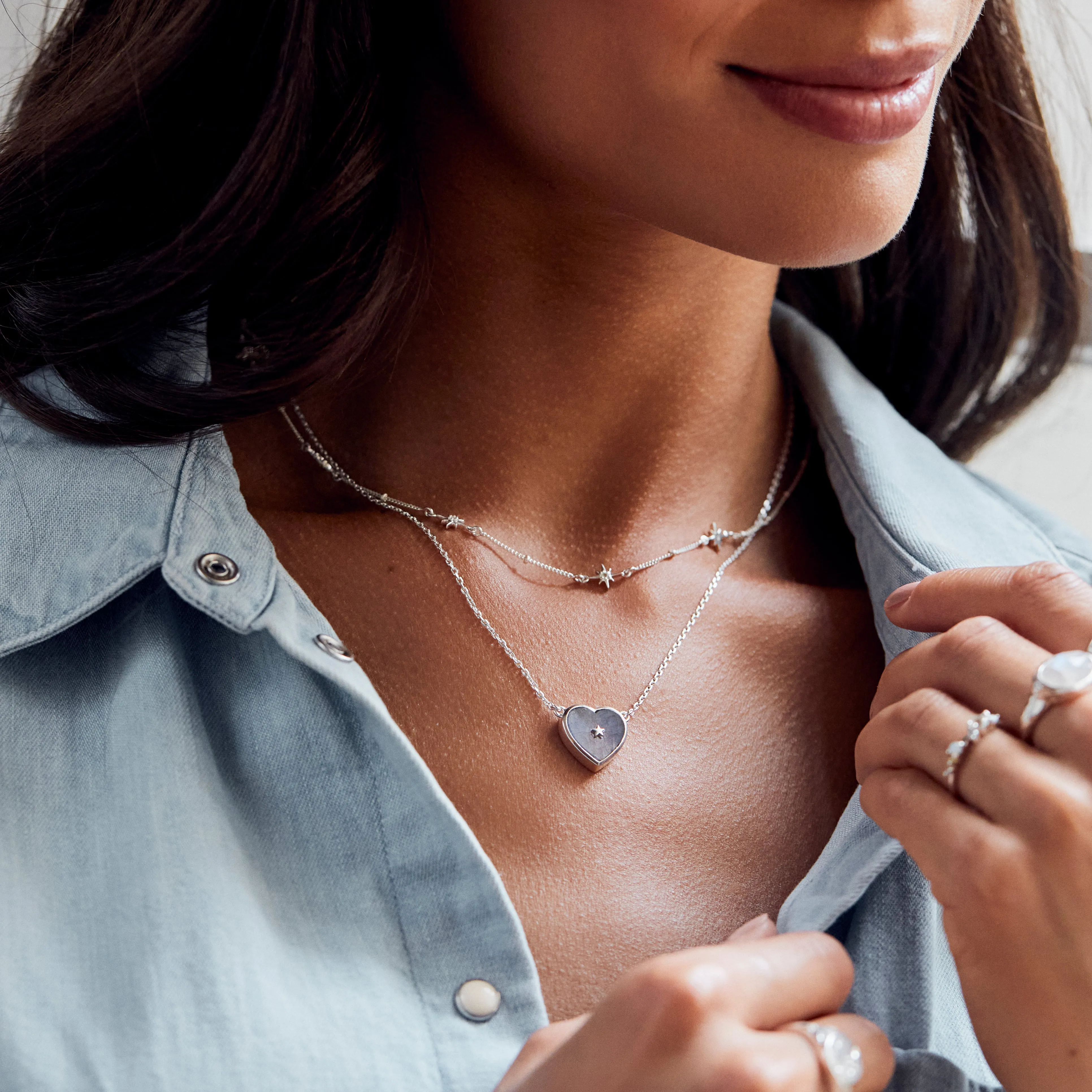 Dainty Star Chain in White Topaz