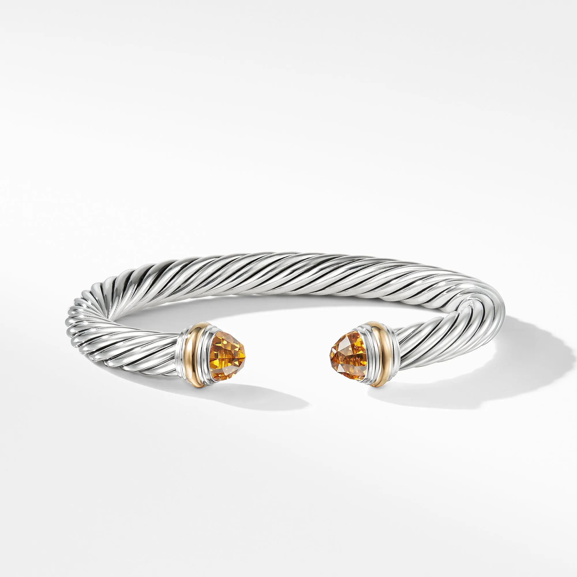 David Yurman 7MM Cable Bracelet with Citrine and 14K Gold