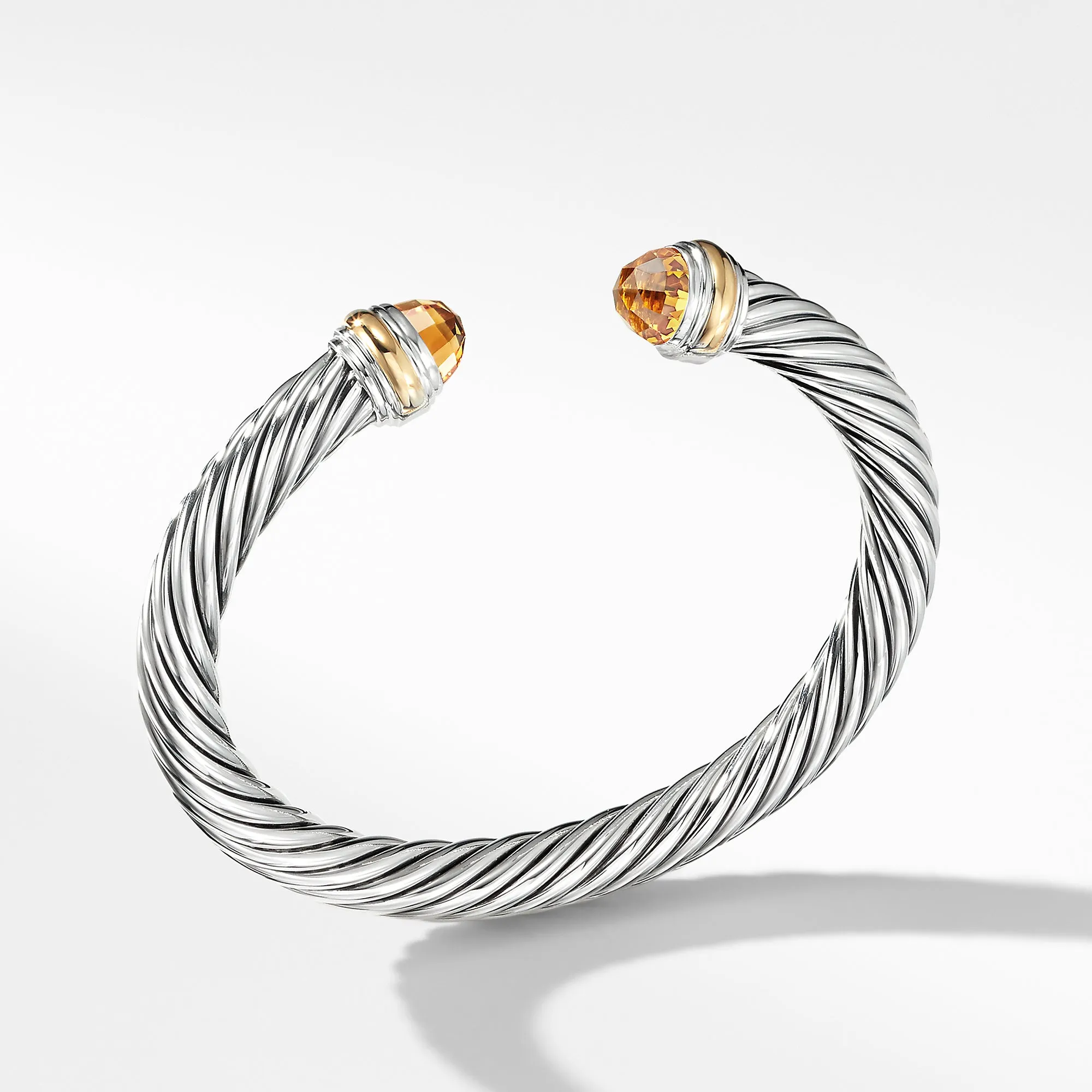 David Yurman 7MM Cable Bracelet with Citrine and 14K Gold